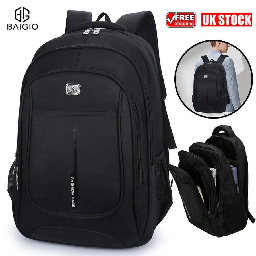 17.3" Men Women Laptop Backpack 40L Large Waterproof Rucksack Travel School Bag - Black - View 1