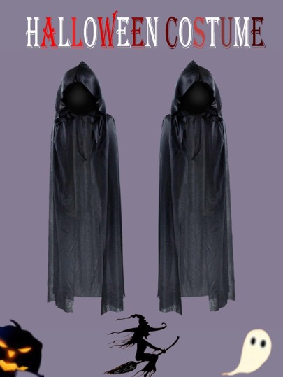 1pc Red And Black Standing Collar Hooded Cape, Show Dress Up Photo Costume