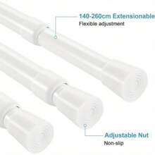 Curtain Poles, Extendable Curtain Poles, 140-260cm Net Curtain Rod, Shower Curtain Pole, Extendable No Drill Adjustable Tension Rod Telescopic Voile Tension Pole Shower Rail Curtain Pole - 140-260cm - View 7