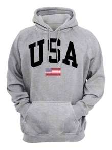 Men's Casual Sweatshirt Cold Weather Hooded Sweatshirt Usa - Gris - Ver 2