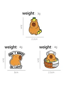 1PC Zinc Alloy Animal Brooch Cute Style Capybara Children Daily With Alphabet Badges - Multicolor - View 3