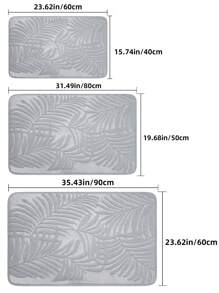 1pc Tree Leaf Pattern Carpet, Modern Style Rectangular Polyester Water Absorbing Floor Mat Suitable For Living Room And Home Use Home Bathroom Decor Bath Rug Outdoor Rug Door Mat Fall Decor Bathroom Accessories Back To School Entryway Decor - Light Grey - View 2