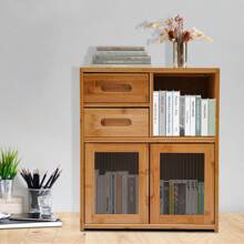 Kitchen Pantry Sideboard, Storage Cabinet With Drawer And Doors, Open Platform Cabinet, Quick Assembly Cupboard Shelf, 16.5in Long, For Dining Room Hallway Living Room Office, Wood Color - Brown - View 2