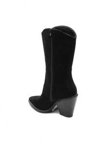 Bottes Haute Western à Talon épais And Bout Point Décoratif - Black - View 3