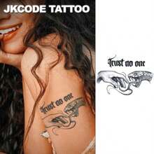 JKCODE TATTOO Không tin ai cả: Hình xăm Viper, Rock-N-Roll, Hip Hop, Lạnh lùng, Thảo dược, Không thấm nước, Giữ được tới 15 ngày Hình xăm tạm thời cho cổ và tay - Màu xanh lam - Xem 7