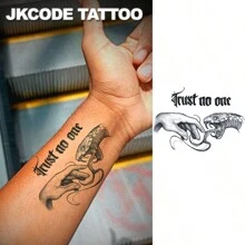 JKCODE TATTOO Không tin ai cả: Hình xăm Viper, Rock-N-Roll, Hip Hop, Lạnh lùng, Thảo dược, Không thấm nước, Giữ được tới 15 ngày Hình xăm tạm thời cho cổ và tay - Màu xanh lam - Xem 4