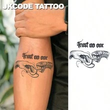 JKCODE TATTOO Không tin ai cả: Hình xăm Viper, Rock-N-Roll, Hip Hop, Lạnh lùng, Thảo dược, Không thấm nước, Giữ được tới 15 ngày Hình xăm tạm thời cho cổ và tay - Màu xanh lam - Xem 8