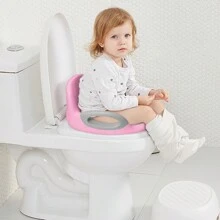 VA-Cerulean Children's Toilet Seat, Toilet Seat For Children 1-8 Years, Toilet Trainer With Anti-Slip Padding, Handle, Backrest And Splash Guard, White / Pink / Blue - Pink - View 6