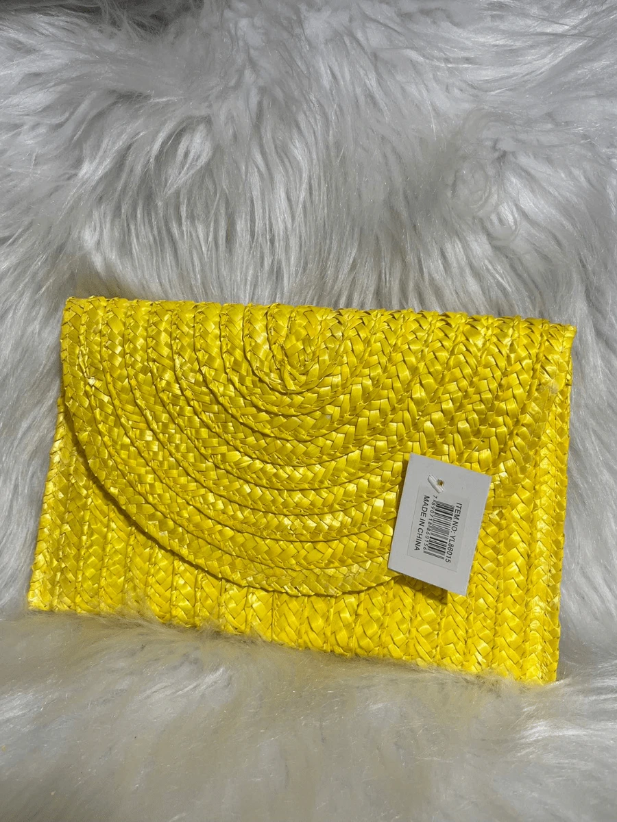 Minimalist Women's Wallet Made Of Specific Straw Material - 黃色 - 查看 1