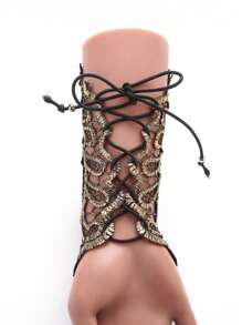1 Peça Luva Vintage Estilo Barroco Dourada com Rendas e Pedras de Strass Embelezada, Acessório de Moda Y2K Soft Grunge Gótico, Adequada para Halloween, Ação de Graças, Eventos Formais, Casamentos, Viagens, Presentes no Dia dos Namorados