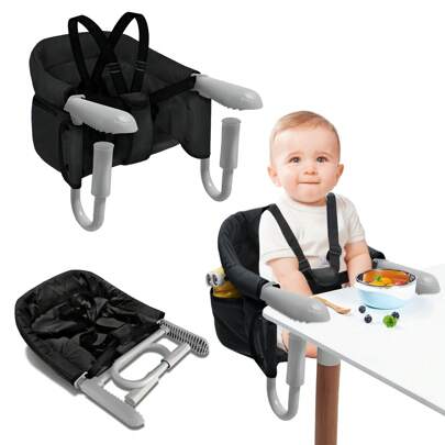  Froadp Baby Table Seat Booster Child Chair Foldable High Chair With Non-Slip Handle & Belt & Storage Bags Child High Chair For 2-8cm Thick Table