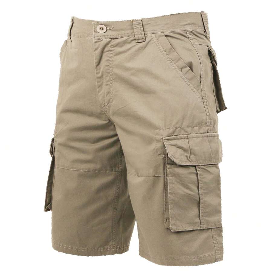 Men's Cargo Shorts Outdoor Multi Pockets Cotton Solid Relaxed Fit Shorts - Khaki - View 1