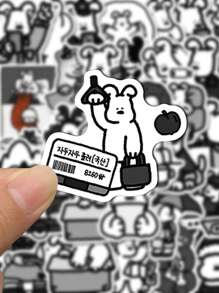 62 张黑白狗可爱卡通贴纸 个性化 DIY 手册 手机、iPad、水杯、笔记本电脑防水贴纸 - 彩色 - 查看 4