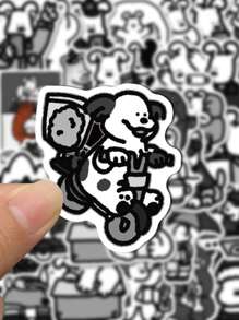 62 张黑白狗可爱卡通贴纸 个性化 DIY 手册 手机、iPad、水杯、笔记本电脑防水贴纸 - 彩色 - 查看 7