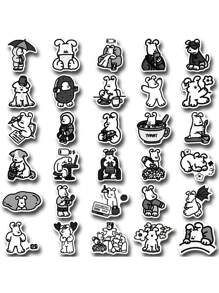 62 张黑白狗可爱卡通贴纸 个性化 DIY 手册 手机、iPad、水杯、笔记本电脑防水贴纸 - 彩色 - 查看 8