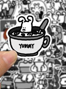 62 张黑白狗可爱卡通贴纸 个性化 DIY 手册 手机、iPad、水杯、笔记本电脑防水贴纸 - 彩色 - 查看 5