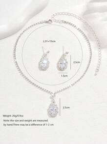 1 Set de joyas con collar y aretes con cristales de circonita completos y brillantes, apropiado para uso diario, fiestas y vestimenta de noche para mujeres
