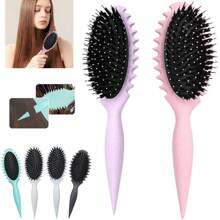 1Pack Curl Defining Brush For Women - Scalp Massaging Soft Bristle Hair Brush For Detangling And Styling - With Air Cushion Comb And Non-Slip Handle - Portable All-Purpose Hair Comb Purple - Multicolor - View 1