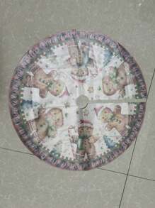 1pc Christmas Tree Skirt, Vintage Gingerbread Man Design, Suitable For Christmas Tree And Table Decor - Multicolor - View 8