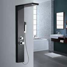 Froadp Shower Column Stainless Steel Shower System Rainfall Shower With Shower Head, Hand Shower, Massage Jets For Shower And Bath - Black - View 8