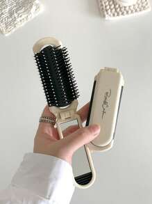 1 chiếc lược mạ bạc có thể gập lại kèm gương, lược chải tóc nhỏ gọn và di động, lược đệm khí, lược túi khí mini có thể gập lại kèm gương, lược tích hợp gương đặc biệt cho phụ nữ, kẹp tóc, phụ kiện tóc - Nhiều màu - Xem 1