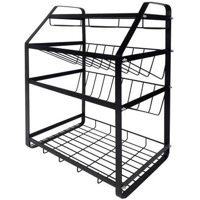  Froadp Spice Rack Metal Spice Storage Spice Bottle Rack Standing For Oil Jars Black Bottles Spice Organizer Kitchen Shelf