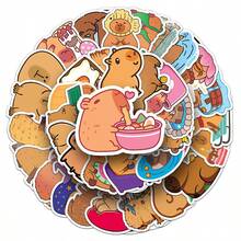 50 piezas / Pegatinas creativas de Capibara, animales de dibujos animados, marrón, lindos cobayas, adecuadas para maletas, botellas de agua, teléfonos móviles, portátiles, monopatines, equipaje y decoraciones de fiesta - Multicolor - Ver 5