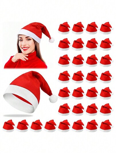 8pcs Santa Claus Hats, Red Non-Woven Santa Claus Hats, Suitable For Christmas, New Year Party Home Decor Christmas Decorations Room Decor Winter