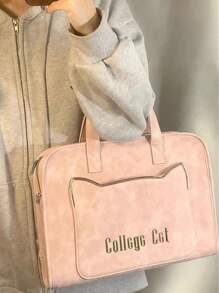 Bolso para portátil Apple de 15.6"/16" para mujer, maletín de mano de alta calidad para el tránsito, estuche para portátil, funda para portátil, bolsa de ordenador, cubierta para portátil para el aula, para la escuela, Mac Book, regalo para profesores, accesorios de oficina, Día del Maestro - Rosa - Ver 2