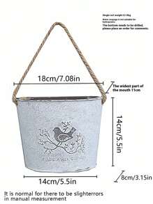 美式田园铁艺壁挂花盆植物种植盆栽壁挂花墙创意装饰干花吊盆,花瓶,花盆,桌面摆件复古做旧花篮,花盆,花蕾花瓶 - 小鳥半圓壁掛掛繩款 - 查看 12