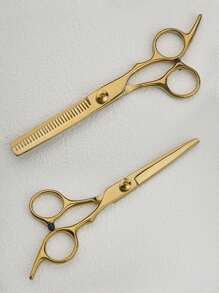 1 Peça Tesoura Profissional de Cortar Cabelo, Conjunto de Tesouras de Estilo na Cor Dourada para Salão, Barbeiro, Cabeleireiro, Ferramentas de Cabelo, Produtos e Acessórios de Cabelo para Salão de Beleza, Essenciais de Viagem, Volta às Aulas, Essenciais de Viagem e Férias, Acessórios de Cabelo para Mulheres - Dourado - Visão 14