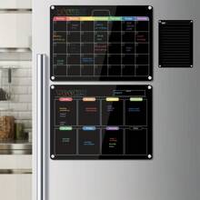 Hivillexun 3-Pack Acrylic Magnetic Dry Erase Boards Set - Stay Organized On Your Refrigerator, Wall, And Fridge With Monthly, Weekly, And Daily Notepads With 6 Markers - màu đen - Xem 6