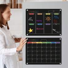 Hivillexun 3-Pack Acrylic Magnetic Dry Erase Boards Set - Stay Organized On Your Refrigerator, Wall, And Fridge With Monthly, Weekly, And Daily Notepads With 6 Markers - màu đen - Xem 7