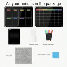 Hivillexun 3-Pack Acrylic Magnetic Dry Erase Boards Set - Stay Organized On Your Refrigerator, Wall, And Fridge With Monthly, Weekly, And Daily Notepads With 6 Markers - màu đen - Xem 4