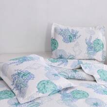 3Pcs Summer Beach Bedspreads Set King Queen Twin Size Lightweight Coastal Ocean Theme Quilts Seashell Conch Coverlet Sets Starfish Seahorse Seaweed Printed Bedding Pillow Shams - 藍色 綠色 白色 - 查看 4