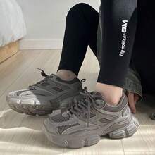 1 双女士系带透气灰色高帮运动户外跑步鞋 - 灰色 - 查看 2