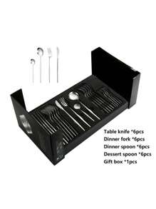 4/24 件不锈钢葡萄牙餐具套装，带 1 个礼盒，适用于餐厅、婚礼、派对、节日、圣诞礼物、厨房、圣诞礼物 - 彩色 - 查看 14