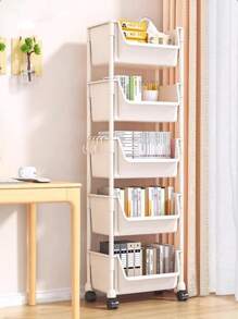 1 件 3/4/5 层家用多功能厨房收纳架带万向轮，独立式零食和玩具收纳架家居浴室装饰浴室收纳秋季装饰浴室配件家具 - 彩色 - 查看 2