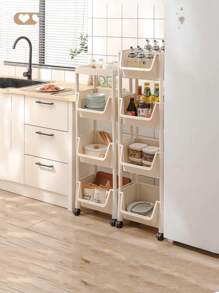 1 件 3/4/5 层家用多功能厨房收纳架带万向轮，独立式零食和玩具收纳架家居浴室装饰浴室收纳秋季装饰浴室配件家具 - 彩色 - 查看 8