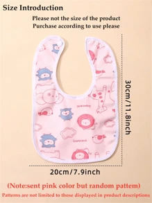 1/2/3pcs Pink Random Pattern Baby Cartoon Rabbit And Dinosaur Pattern Bibs, Suitable For All Seasons, Fashionable Pure Pink Baby Bibs, Suitable For Daily Dining, Baby Waterproof U-Shaped Snap Bibs, With Floral Crystal Velvet Fabric, Feeding Bibs - Pink-random Pattern - View 3