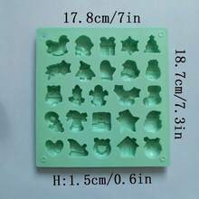 25连圣诞巧克力饼干硅胶模具糖果布丁甜品模具蛋糕烘焙用具圣诞装饰品圣诞装饰圣诞礼物圣诞派对用品 - 彩色 - 查看 6