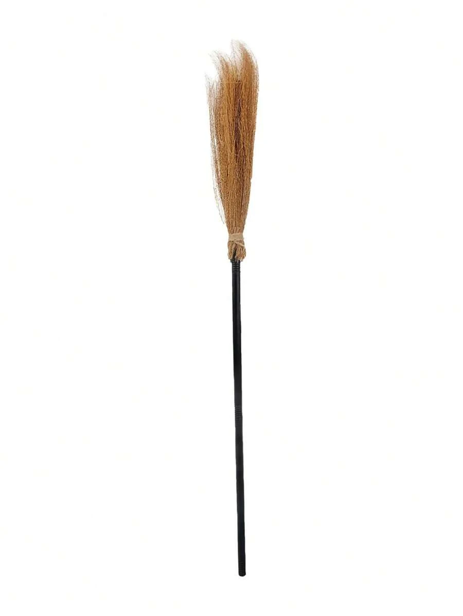 1Pc Halloween Skeleteen Witch Broomstick Costume Accessories - Realistic Wizard Flying Broom Stick Accessory For Costumes(Natural Miscanthus Flowers, It Is Normal To Have Slag, Please Do Not Buy If You Mind) - Multicolor - View 1