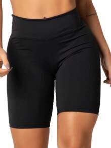 Women's Suplex Bermuda Shorts, High Waist, Thick Girl - màu đen - Xem 6