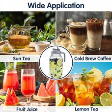 Glass Pitchers With Lid, Set Of 2, 64OZ Leak-Proof Airtight Mason Jars, Wide Mouth Water Jugs For Cold Brew Coffee, Iced Tea, Milk, Food Storage, Sun Tea Jar. - 黑+灰 - 查看 6