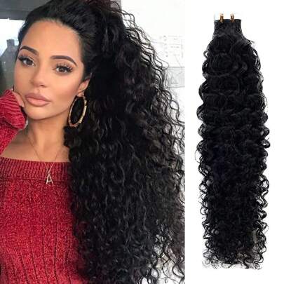 Deep Wave Tape In Human Hair Extensions Remy Adhesive Invisible 100% Remy Natural Human Hair 20Pcs/Set High Quality For Women