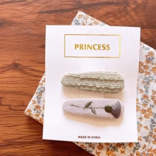 Bộ 12 kẹp tóc hoa thêu vải cho bé gái (không kèm thẻ), kẹp tóc dễ thương để đeo hàng ngày. - Nhiều màu - Xem 5