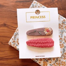 Bộ 12 kẹp tóc hoa thêu vải cho bé gái (không kèm thẻ), kẹp tóc dễ thương để đeo hàng ngày. - Nhiều màu - Xem 3