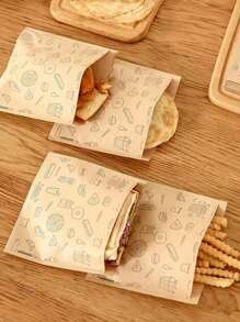25/50/100pcs Brown Self-Adhesive Sealed Food Storage Bags, Suitable For Sandwiches, Breads, French Fries, Great For Picnics, Parties, School Supplies, Food Bags For Candies, Chocolates, Cookies And More