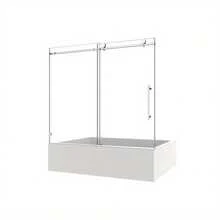 6063 Frameless One Fixed And One Shifted Shower Door, 2 3/4inches 70MM 304 Stainless Steel Large Pulleys With Adjustable Soft Closing Function - 拉絲鎳+玻璃+金屬+美式設計+極簡 - 查看 3