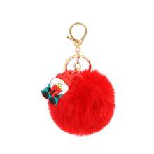 1/3/6 piezas Llavero con pompón de peluche lindo, variedad de estilos adecuados para Navidad, mochila de dibujos animados, regalos de fiesta, regalos festivos - Rojo - Ver 14